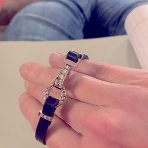 NWOT blue leather bracelet with silver clasp